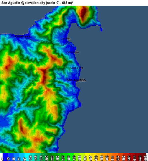 Zoom OUT 2x San Agustin, Philippines elevation map