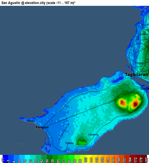 Zoom OUT 2x San Agustin, Philippines elevation map