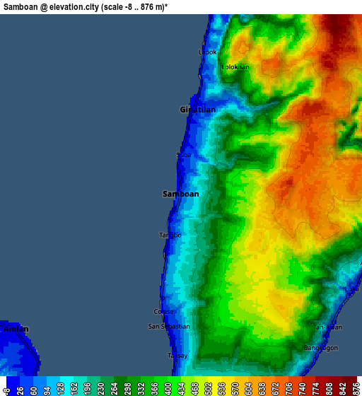 Zoom OUT 2x Samboan, Philippines elevation map