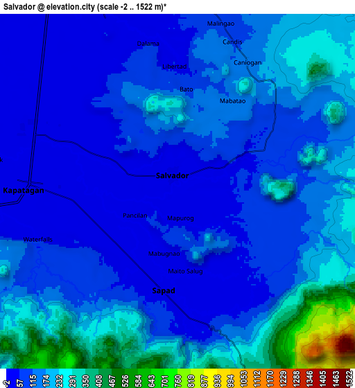 Zoom OUT 2x Salvador, Philippines elevation map