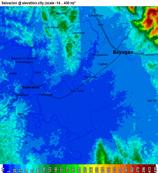 Zoom OUT 2x Salvacion, Philippines elevation map