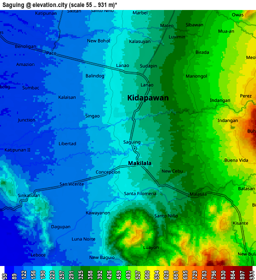 Zoom OUT 2x Saguing, Philippines elevation map