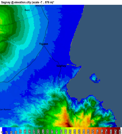 Zoom OUT 2x Sagnay, Philippines elevation map