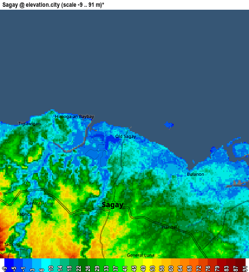 Zoom OUT 2x Sagay, Philippines elevation map