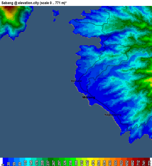 Zoom OUT 2x Sabang, Philippines elevation map