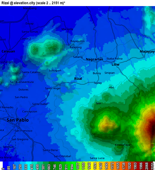 Zoom OUT 2x Rizal, Philippines elevation map