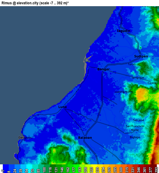 Zoom OUT 2x Rimus, Philippines elevation map