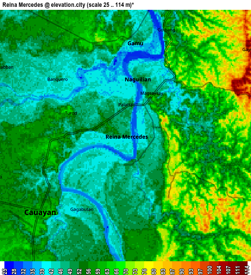 Zoom OUT 2x Reina Mercedes, Philippines elevation map