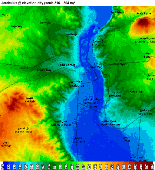 Zoom OUT 2x Jarābulus, Syria elevation map
