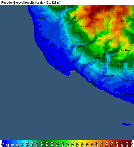 Zoom OUT 2x Recodo, Philippines elevation map