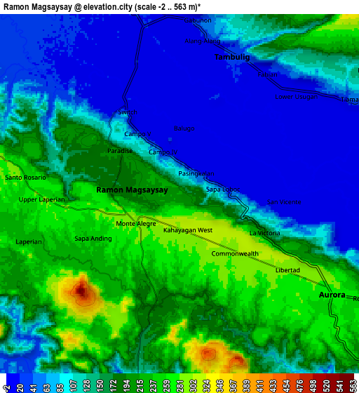 Zoom OUT 2x Ramon Magsaysay, Philippines elevation map