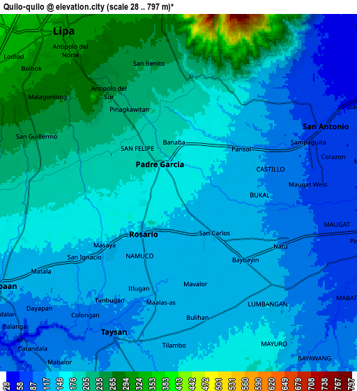 Zoom OUT 2x Quilo-quilo, Philippines elevation map