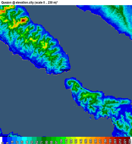 Zoom OUT 2x Quezon, Philippines elevation map