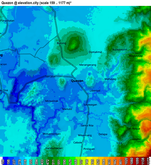 Zoom OUT 2x Quezon, Philippines elevation map