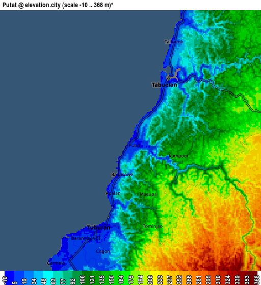 Zoom OUT 2x Putat, Philippines elevation map