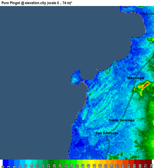 Zoom OUT 2x Puro Pinget, Philippines elevation map