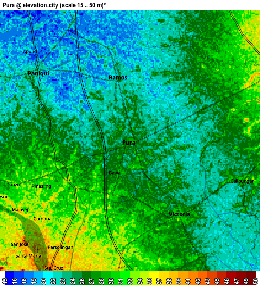 Zoom OUT 2x Pura, Philippines elevation map