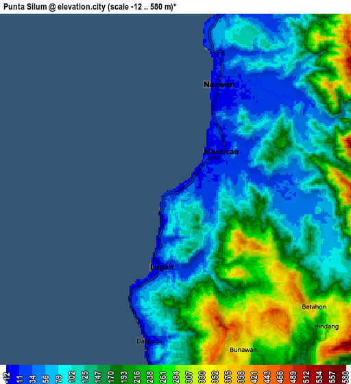 Zoom OUT 2x Punta Silum, Philippines elevation map