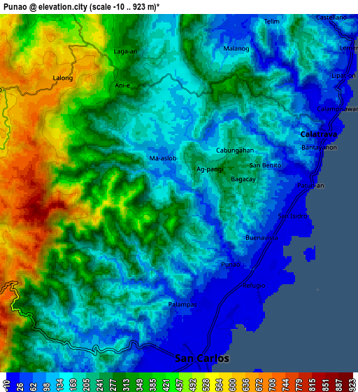 Zoom OUT 2x Punao, Philippines elevation map