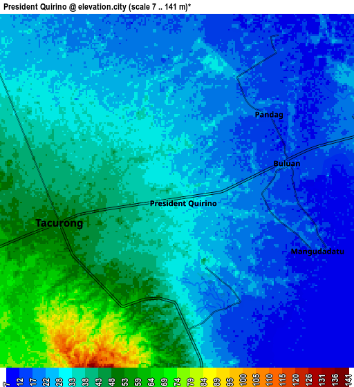 Zoom OUT 2x President Quirino, Philippines elevation map