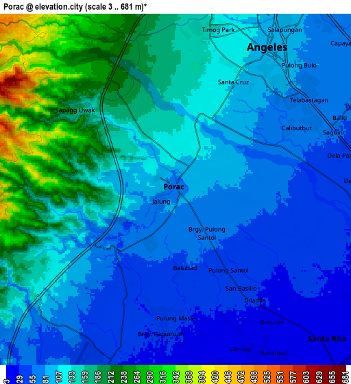 Zoom OUT 2x Porac, Philippines elevation map