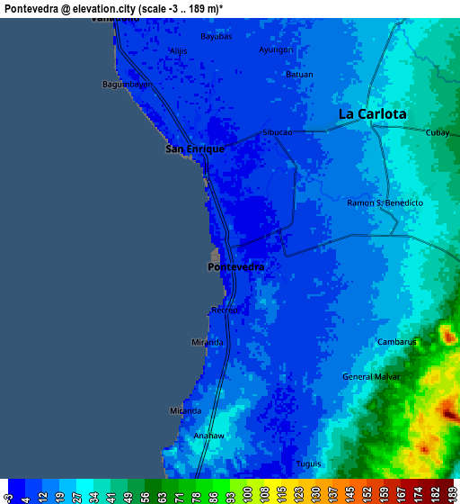 Zoom OUT 2x Pontevedra, Philippines elevation map