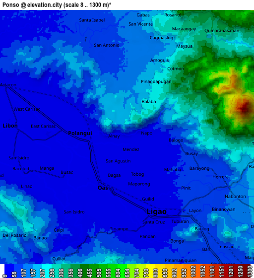 Zoom OUT 2x Ponso, Philippines elevation map