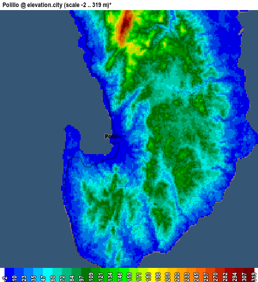 Zoom OUT 2x Polillo, Philippines elevation map