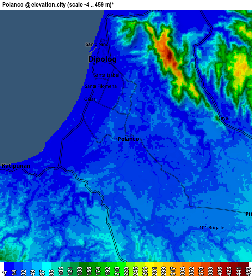 Zoom OUT 2x Polanco, Philippines elevation map