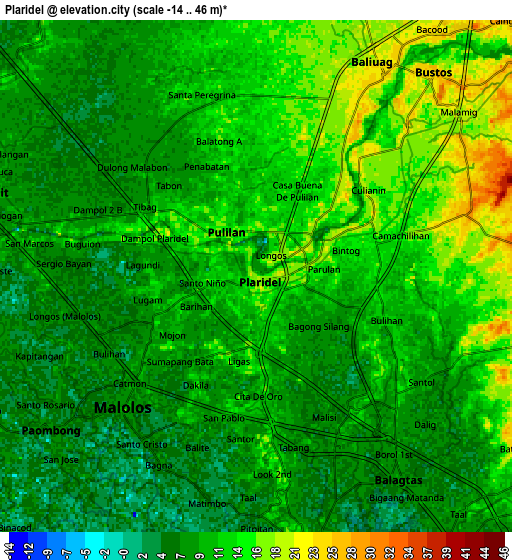 Zoom OUT 2x Plaridel, Philippines elevation map