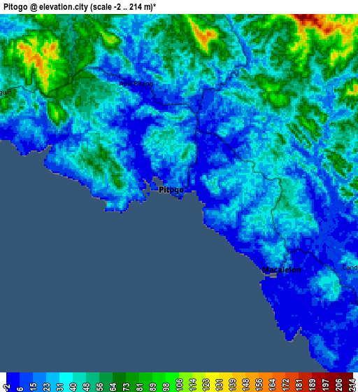 Zoom OUT 2x Pitogo, Philippines elevation map