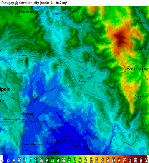 Zoom OUT 2x Pinugay, Philippines elevation map