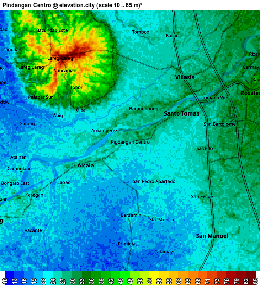 Zoom OUT 2x Pindangan Centro, Philippines elevation map