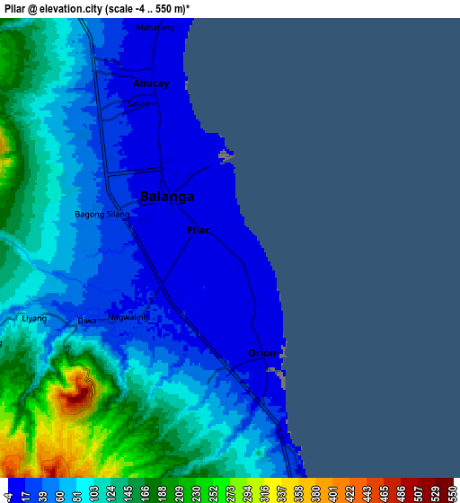 Zoom OUT 2x Pilar, Philippines elevation map