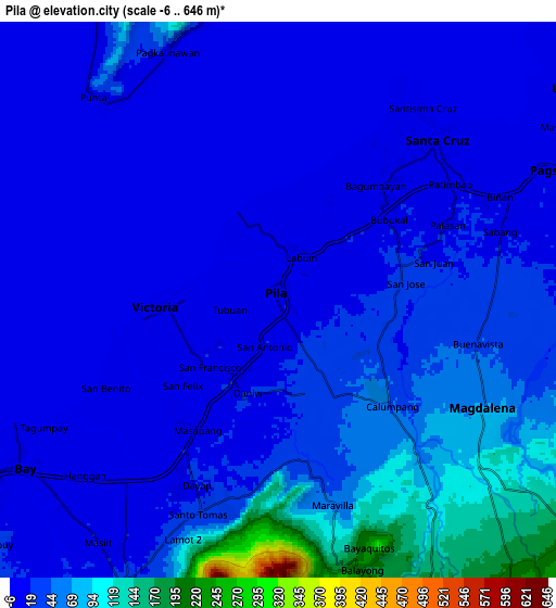 Zoom OUT 2x Pila, Philippines elevation map