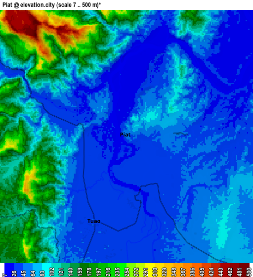 Zoom OUT 2x Piat, Philippines elevation map