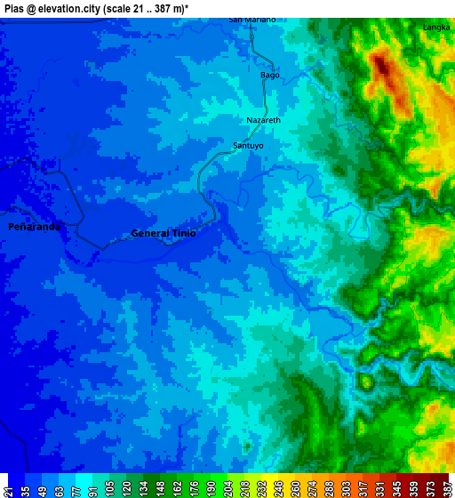 Zoom OUT 2x Pias, Philippines elevation map