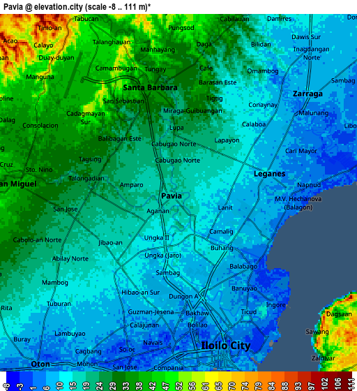 Zoom OUT 2x Pavia, Philippines elevation map