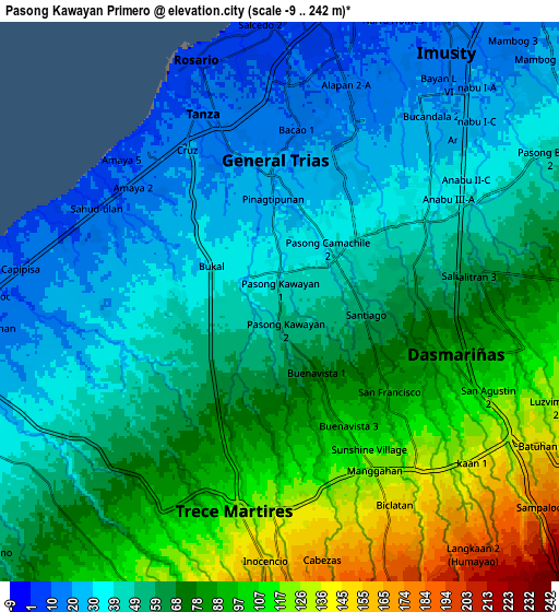 Zoom OUT 2x Pasong Kawayan Primero, Philippines elevation map