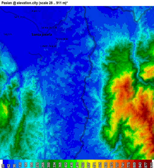 Zoom OUT 2x Pasian, Philippines elevation map