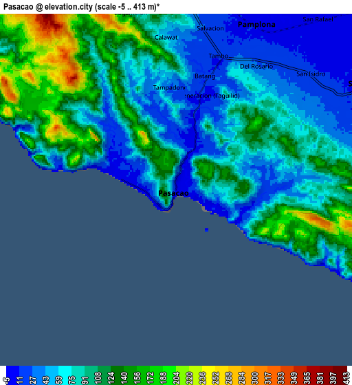 Zoom OUT 2x Pasacao, Philippines elevation map