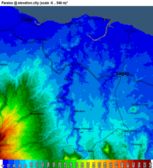 Zoom OUT 2x Paraiso, Philippines elevation map