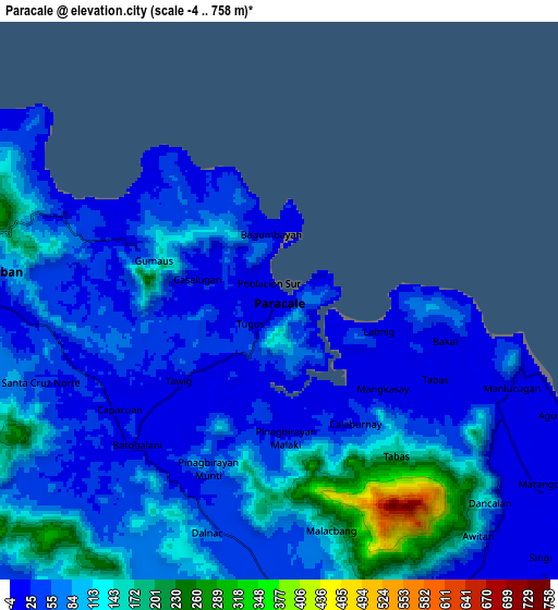 Zoom OUT 2x Paracale, Philippines elevation map