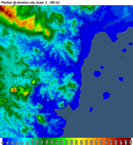 Zoom OUT 2x Panitian, Philippines elevation map