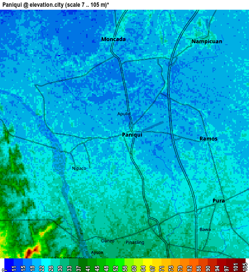 Zoom OUT 2x Paniqui, Philippines elevation map