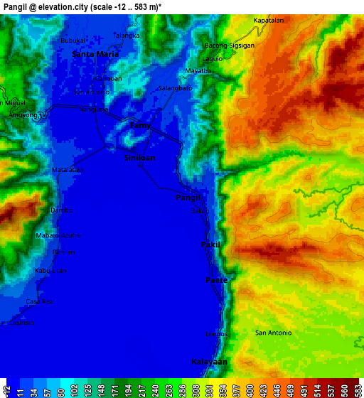 Zoom OUT 2x Pangil, Philippines elevation map