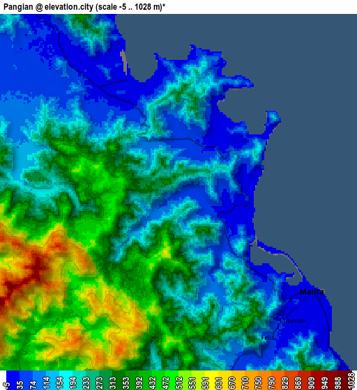 Zoom OUT 2x Pangian, Philippines elevation map