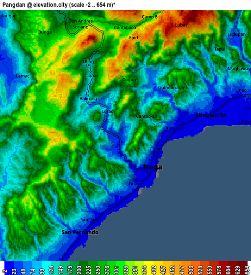 Zoom OUT 2x Pangdan, Philippines elevation map