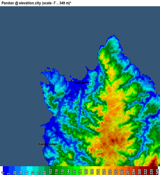 Zoom OUT 2x Pandan, Philippines elevation map