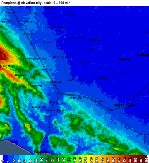 Zoom OUT 2x Pamplona, Philippines elevation map